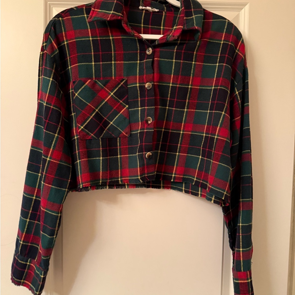Plaid Crop Top - Red and Green